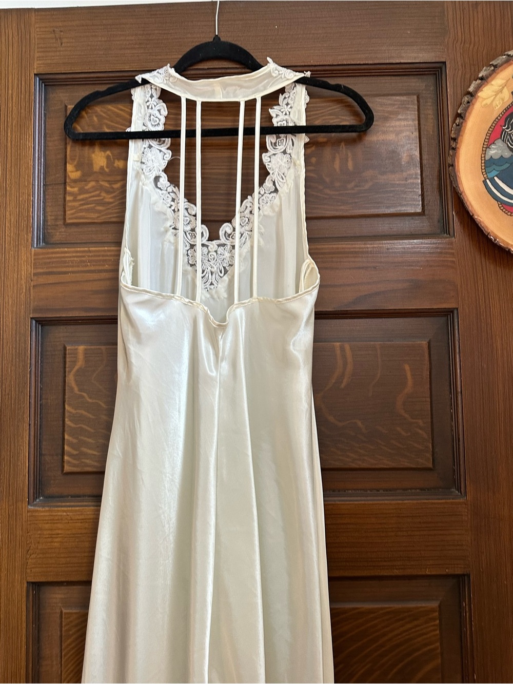 Vintage Cream Satin Nightgown with Lace Trim - Picture 10 of 10